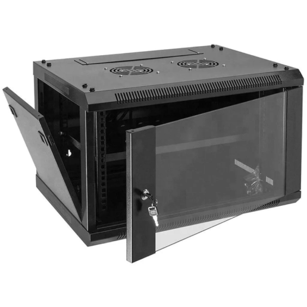 Zone Lite 6U 450mm Single Fan Black Wall Mount Cabinet